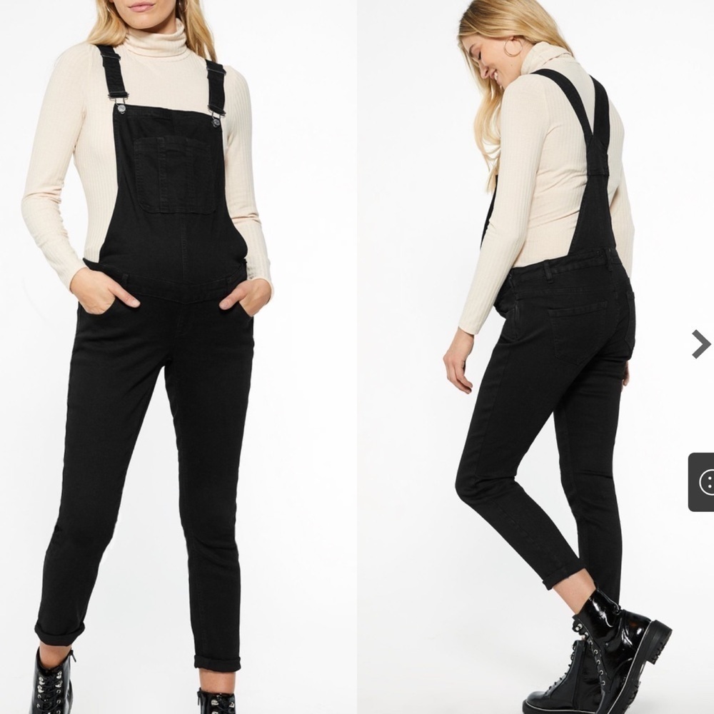 new look Maternity Black Denim Dungarees overalls size 12 US